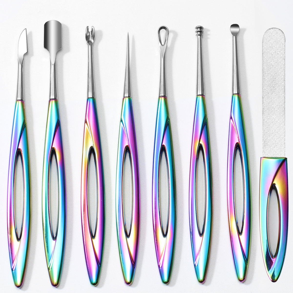 Stainless steel mirror polish nail remover planer nail treatment nail remover steel push dead skin fork acne needle ear spoon nail art nail remover tool