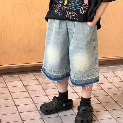 Children's denim shorts boys summer pants baby casual shorts summer new boys breathable straight pants