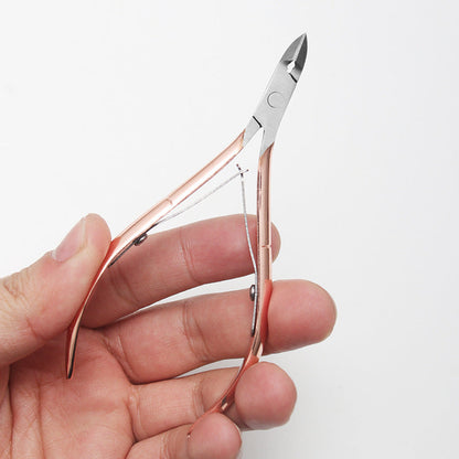 Stainless steel cuticle scissors set rose gold nail polish remover steel push nail art tool cuticle pliers double head dual use nail polish remover