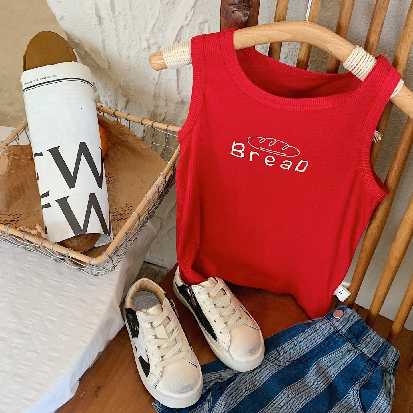 Children's vest 2023 Bangcheng summer style boys and girls Korean version casual sleeveless vest baby bottoming shirt trendy F0191 