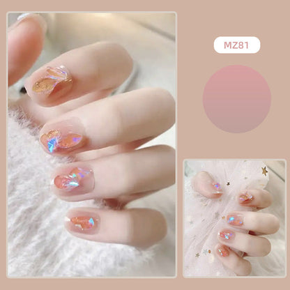 Handmade wearable nails wholesale short ballet nails pure desire ice transparent nude nail art finished nail stickers fake nails