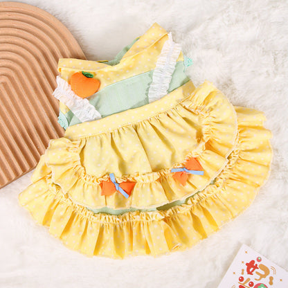 Spring and summer thin breathable pet clothing Teddy Corgi dog cat Lolita skirt ins princess style skirt