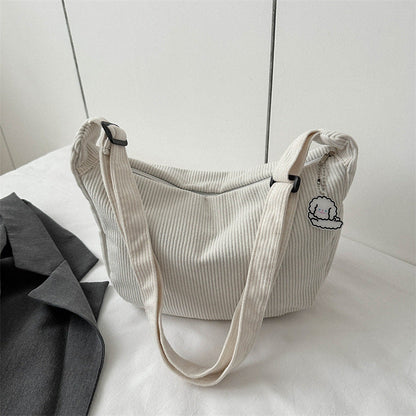 2024 new Japanese corduroy large capacity dumpling bag simple fashion school bag hand-held shoulder messenger bag women's bag 