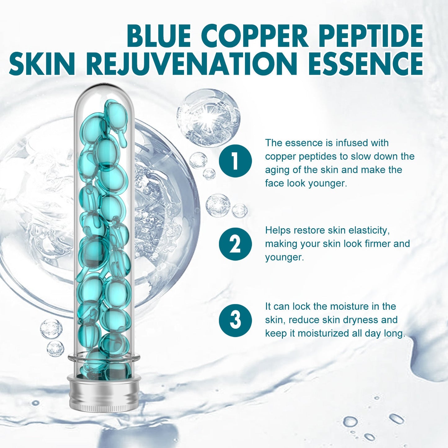 EELHOE Blue Copper Peptide Facial Capsule Essence Firms Skin Brightens Skin Refreshing Skin Care Facial Essence 