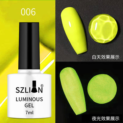 Cross-border hot-selling nail art luminous glue fluorescent nail polish glue phototherapy glue set popular candy color nail salon dedicated