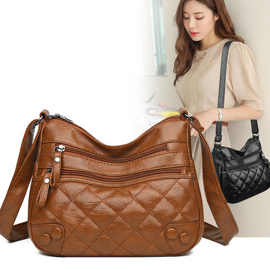 Women's bags wholesale 2024 new simple fashion retro shoulder messenger bags soft leather small bag large capacity bag 