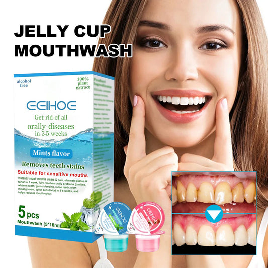 EELHOE jelly cup mouthwash cleans oral odor, tooth stains, smoke stains, whitens teeth care, fresh breath 