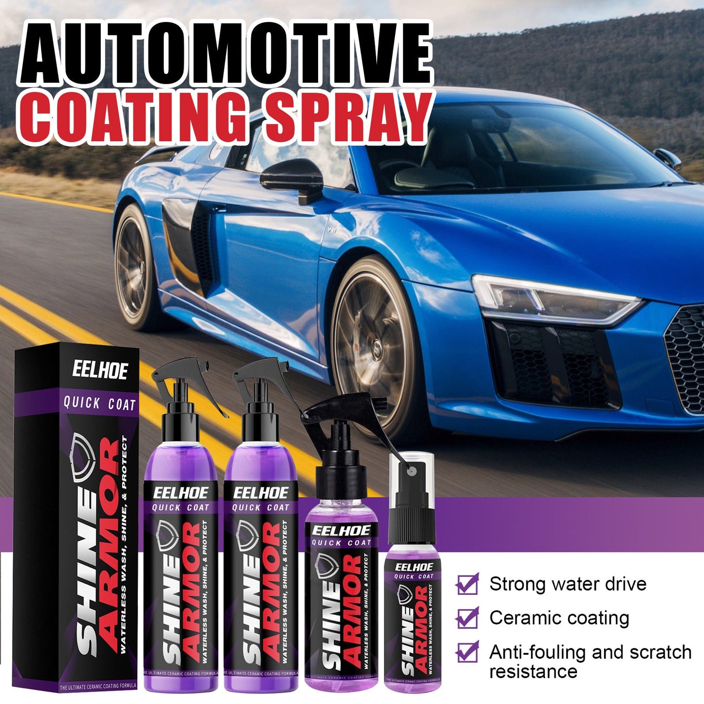 EELHOE purple coating hand spray wax micro-crystal coating car coating agent spray coating car nano coating agent 