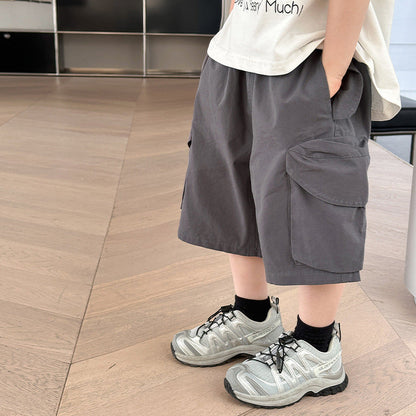 Children's summer pants boys work shorts 2024 summer new handsome little boy loose casual shorts