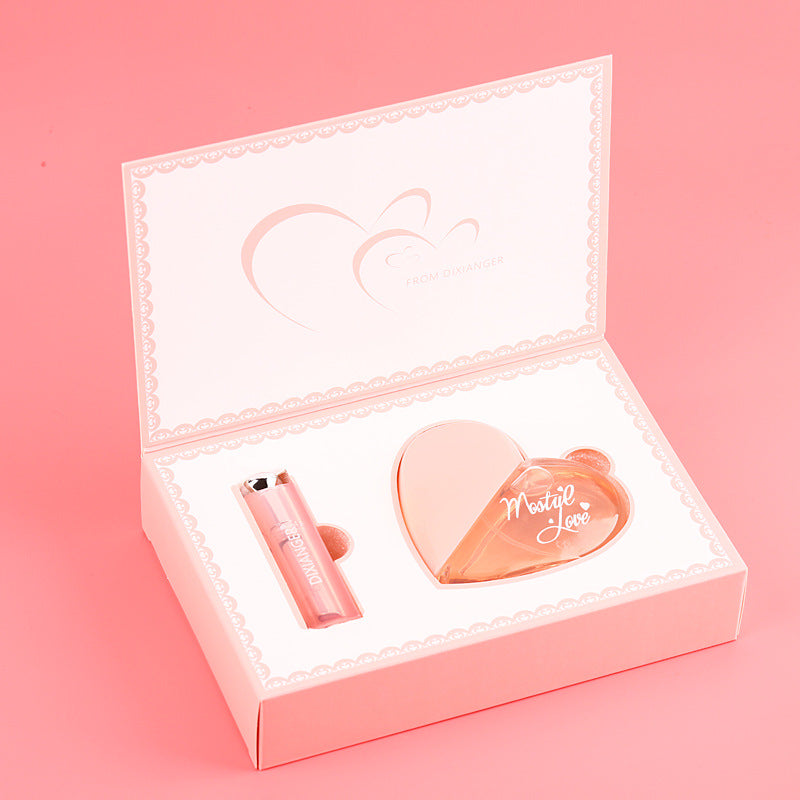 Internet celebrity hot-selling Di Xianger first love Paris pink heart perfume lipstick gift box long-lasting light fragrance Vietnam wholesale 