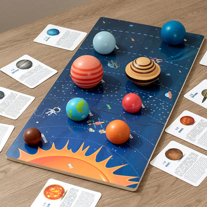 Montessori early childhood education children's matching three-dimensional puzzle wooden puzzle eight planets solar system building blocks educational toys