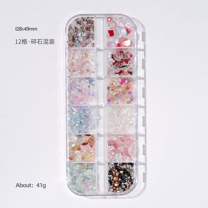 Nail accessories rhinestones flat bottom diamonds hollow rivet nail stickers diamond sequins colored diamonds flat bottom pearl shell pieces Japanese style