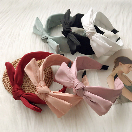 Factory direct sales new bow headband Korean Japanese style simple solid color bow headband headdress female