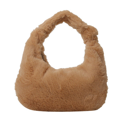 2024 autumn and winter new niche design stylish plush bag women's bag fashion hand-held furry bag hand-held small bag 