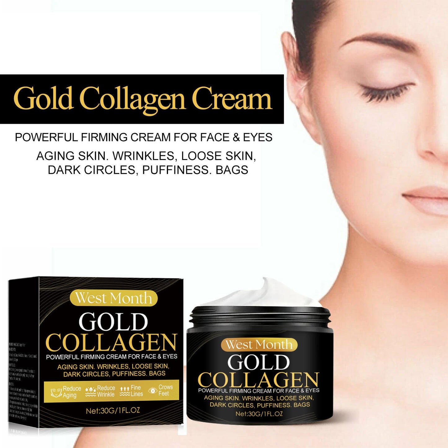 West&amp;Month Gold Collagen Cream Firms the skin, moisturizes and repairs, reduces fine lines and anti-wrinkle cream 