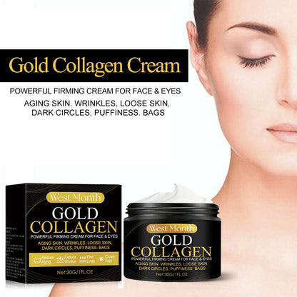 West&amp;Month Gold Collagen Cream បន្តឹងស្បែក ផ្តល់សំណើម ជួសជុល បង្រួមរន្ធរោម ក្រែមប្រឆាំងភាពជ្រីវជ្រួញ 