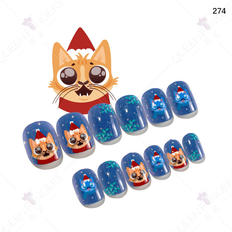 Children's wearable nail tips Halloween 24 pieces of wearable nail tips children's false nail patches manicure finished nail tips