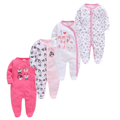 Newborn jumpsuit clothing four-piece set infant and toddler long-sleeved foreign trade boy jumpsuit crawling clothes cross-border wholesale 