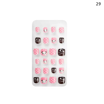 Zhifei nail art children's finished nail pieces 24 pieces bag cartoon lines wearable finished nail art children's patches