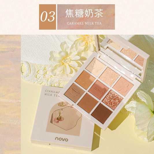 NOVO manufacturer Yingshi afternoon tea nine-color eyeshadow powder brown palette earth color matte pearl powder eyeshadow palette wholesale 