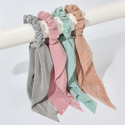 Factory direct sales, cross-border hot selling, wrinkled ribbon hair ring, Korean style, simple solid color hair band hair accessories