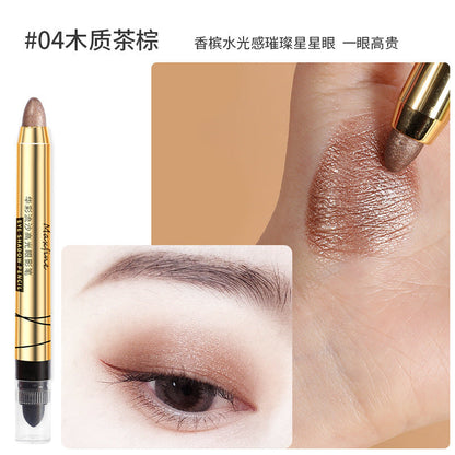 Maxfine quicksand highlight double-head eyeshadow pen pearlescent eyeshadow stick brightens and does not smudge eye makeup for novice women