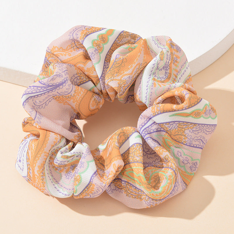 French sausage hair band hair tie female European and American ethnic style hair flower cashew pattern hair tie ponytail sausage hair band female