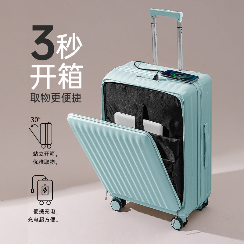 Front opening USB interface suitcase for women and men multifunctional travel case 20 inch 24 inch new model boarding case trolley 