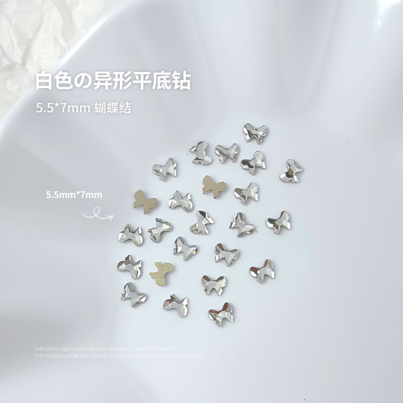 Nail jewelry flat bottom special shaped diamonds large and small mini water drop love square diamonds transparent diamonds white crystal wholesale