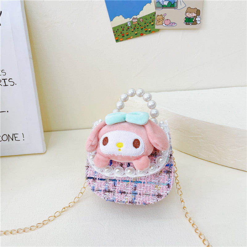 Cute Princess Crossbody Bag Fashion Pearl Handbag Girls Chain Shoulder Bag Cartoon Children's Bag Wholesale 