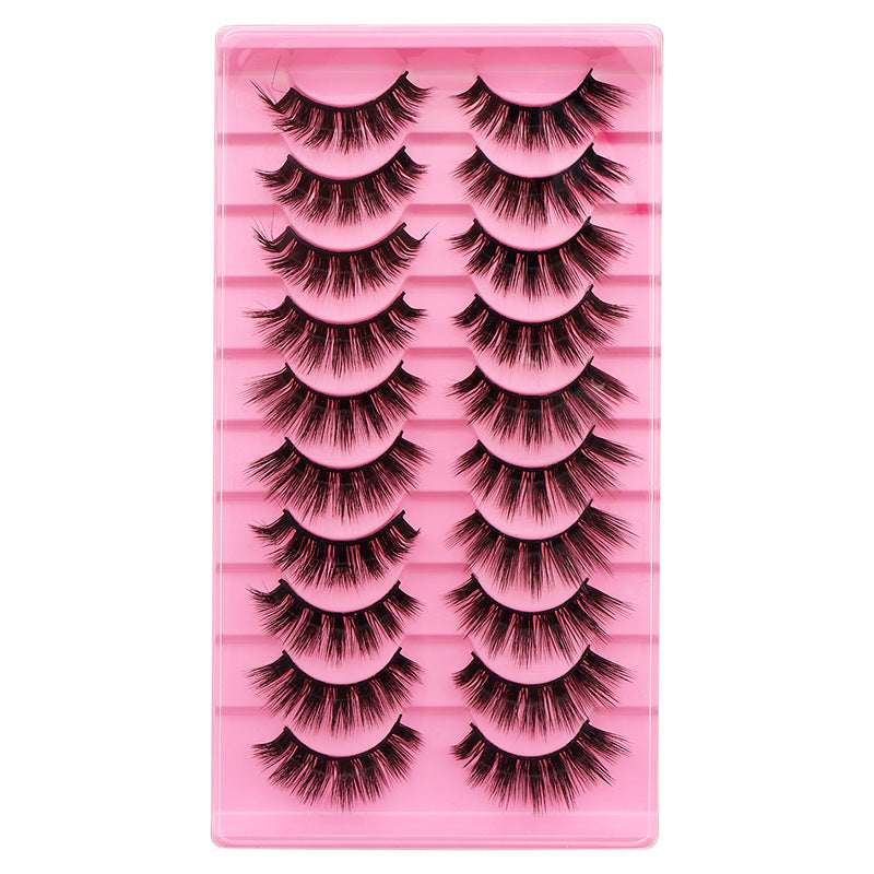 Dingsen cross-border false eyelashes factory 10 pairs of false eyelashes L natural thick curl