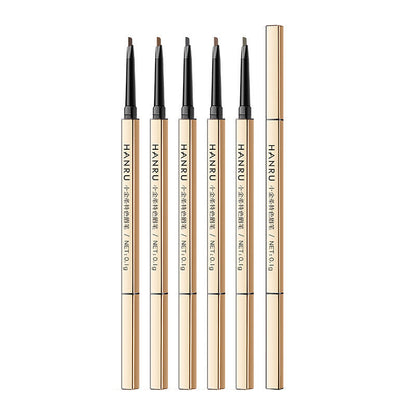 Small gold bar double-headed eyebrow pencil with ultra-fine head, extremely fine, waterproof, sweat-proof, long-lasting, non-fading, non-smudged, natural mist eyebrow makeup