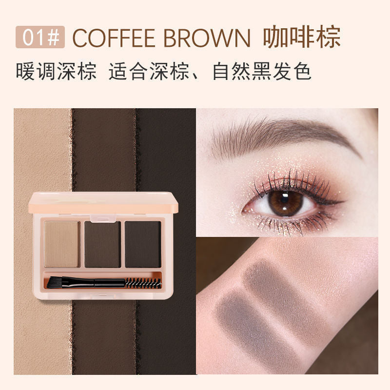 NOVO three-color eyebrow powder is waterproof, sweat-proof, not easy to fade, long-lasting, three-dimensional contouring and highlighting three-in-one for beginners