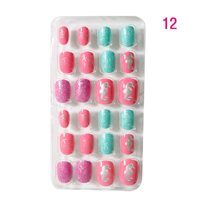 Zhifei nail art 24 pieces bagged wearable wearable nail pieces finished nail art children's nail art finished nail pieces