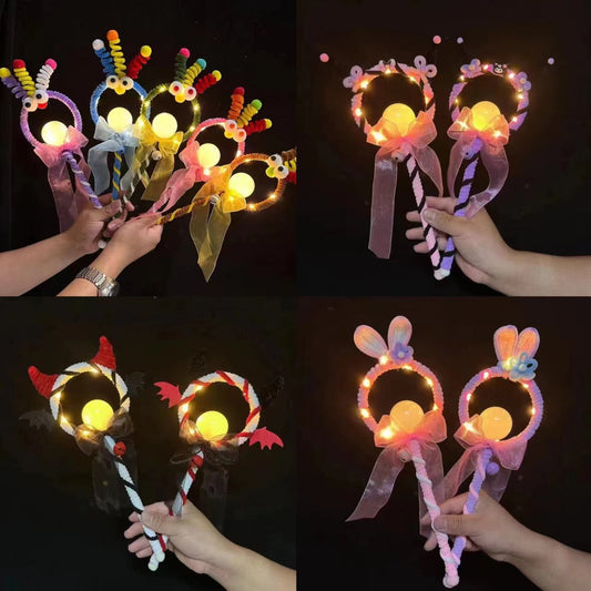 New cross-border wholesale children's magic fairy wand twist stick handmade flashing luminous cartoon magic wand toy