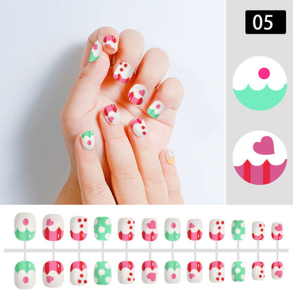 Nail art children's nails cute wearable nails nails children's false nails strip nails finished nails