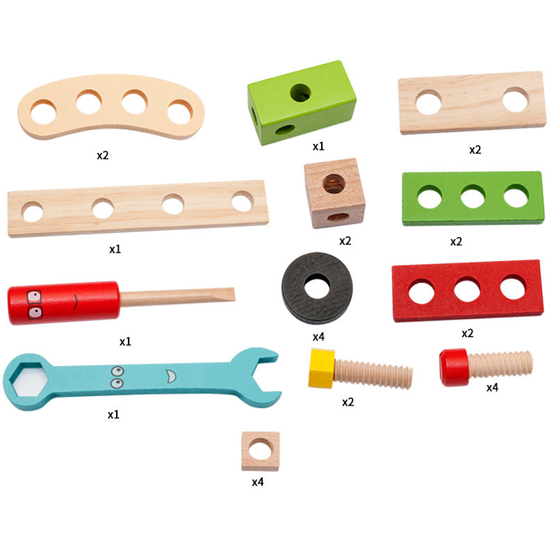 Cross-border wholesale children's wooden DIY disassembly and assembly tools simulation screws and nuts educational building blocks assembly wooden toys 