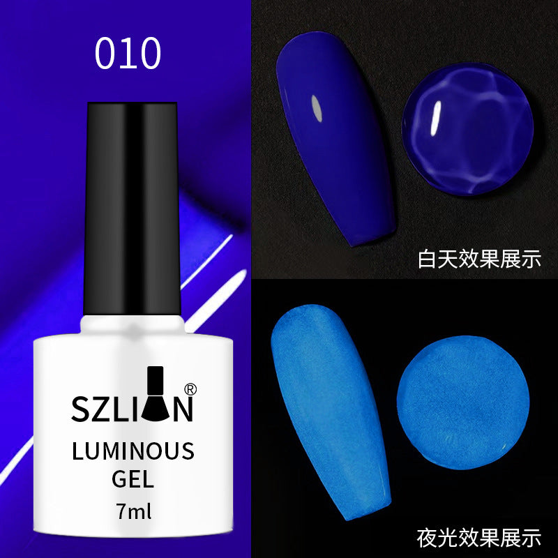 Cross-border hot-selling nail art luminous glue fluorescent nail polish glue phototherapy glue set popular candy color nail salon dedicated