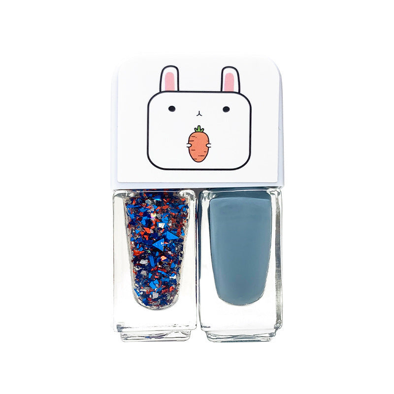 2023 new nail art twins nail polish water-based glossy peelable and tearable two-bottle set Gemini combination