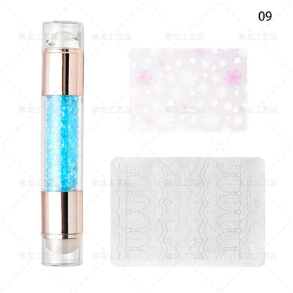 Finger Princess Nail Art Tool Set Double Head Silicone Stamp Acrylic Color Diamond Template Stamp Set Transfer Pen Tool