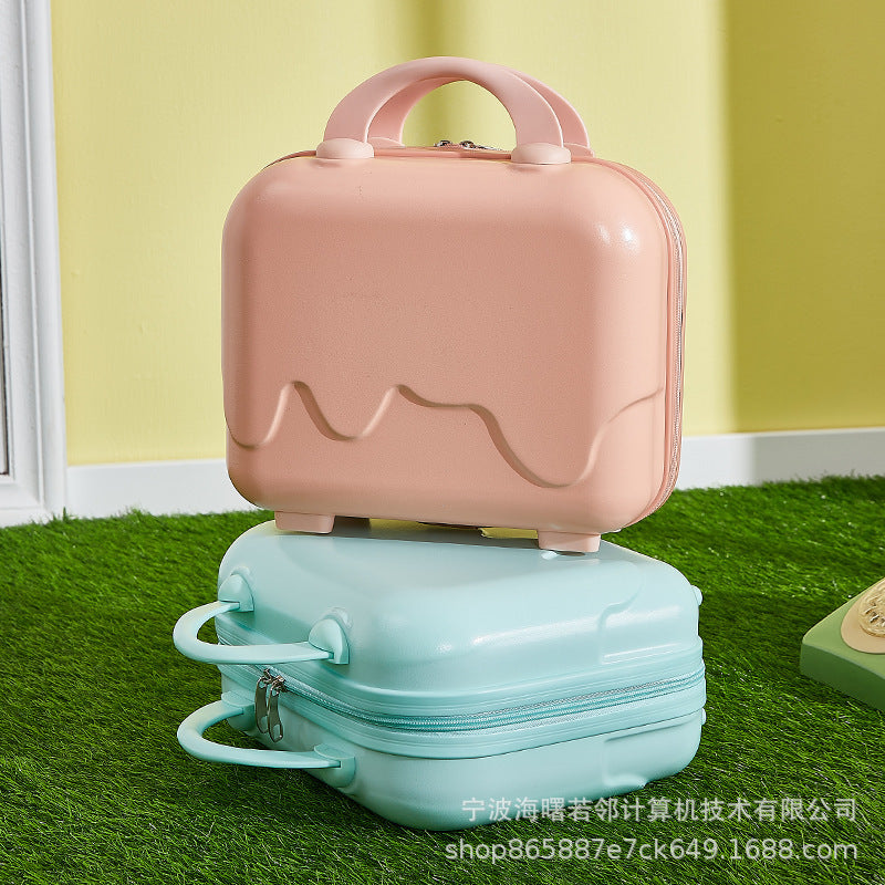 Ice cream bubble suitcase for women 14 inches small fresh and light mini souvenir student suitcase storage makeup box 