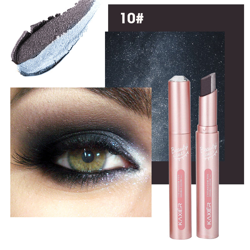 Cahill gradient two-color eyeshadow pen pearlescent glitter earth color not easy to smudge makeup lazy eyeshadow stick