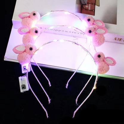 Internet celebrity new style rabbit luminous headband New Year rabbit year little rabbit headband flashing headdress push scan code small gift