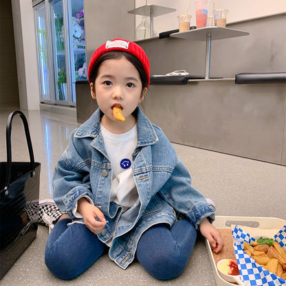 Korean children's clothing 2023 autumn new boys and girls denim jackets for small and medium-sized children's children's fashionable denim jackets tops