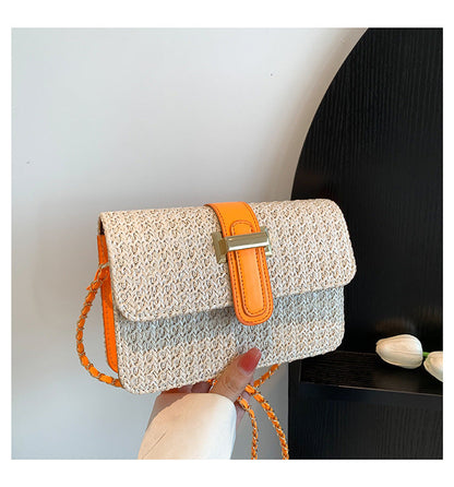 Fashion straw bag women 2024 new popular niche trend shoulder bag Korean version handheld messenger small bag women's bag 