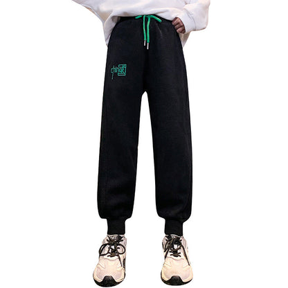 2024 Spring and Autumn New Style Girls Pants Sports Pants Elastic Loose Chinese Style Primary School Student Cotton Girls Pants Trend