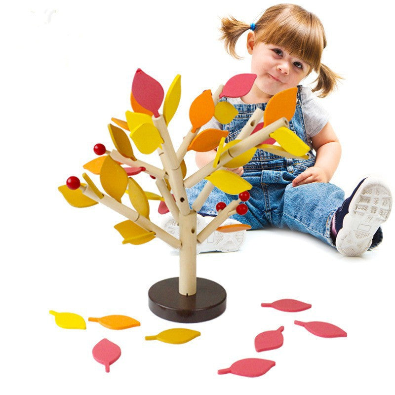 Children's wooden puzzle leaves kindergarten early education three-dimensional assembly building blocks educational decoration color recognition toys