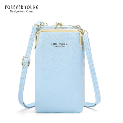 កាបូបទូរសព្ទដៃ Foreveryoung crossbody កាបូបនារីសាមញ្ញ និងទាន់សម័យ លំនាំ litchi កាបូបកាក់ទំហំធំ ពាណិជ្ជកម្មបរទេស 