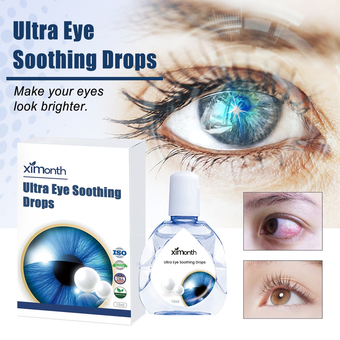 Ximonth eye care drops relieve red eyes, dry eyes, blurred vision, eye fatigue, eye care drops 