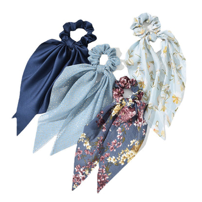 Blue cross-border special supply of new blue Korean style floral ribbon hair ring head flower ethnic style hair accessories girl suit